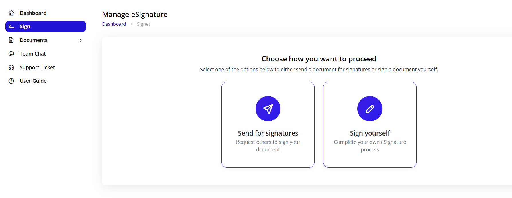 Choose Signature Method